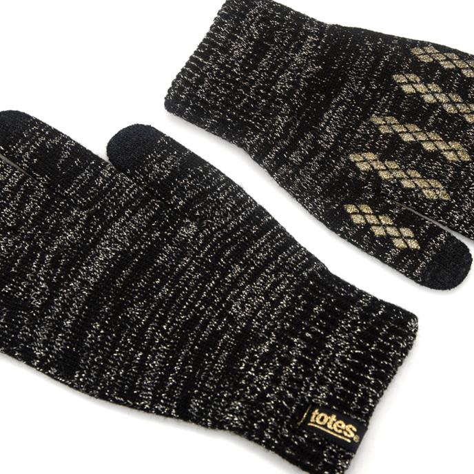 totes toasties® Ladies Brushed Knitted SmarTouch Gloves Black Sparkle Extra Image 4